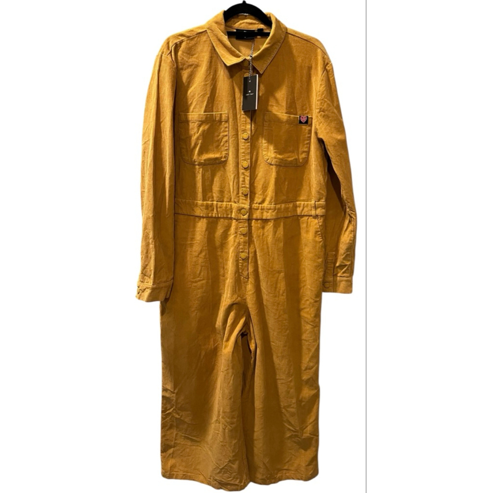 Lazy Oaf NWT Boilersuit Corduroy Jumpsuit Orange Size 16 Women's Long Sleeve